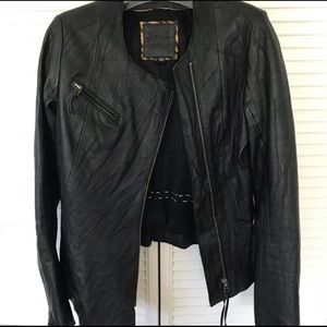Kate Moss Topshop Black Genuine Leather Jacket.